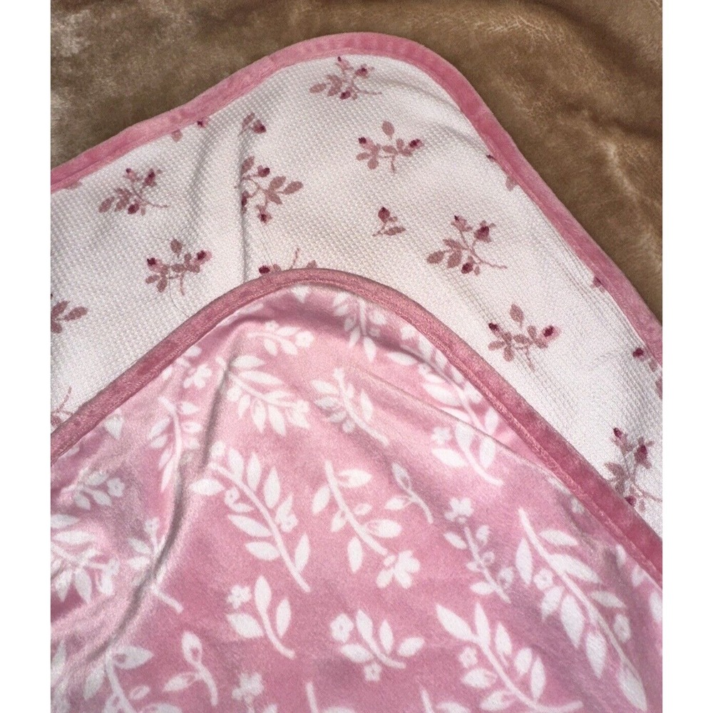 Gerber Modern Moments Baby Blanket Pink Reversible Waffle Soft Floral
